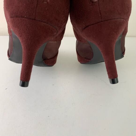 LifeStride Size 8W Annette Pointed Toe Kitten Heel Shooties Burgundy Faux Suede - Picture 10 of 15